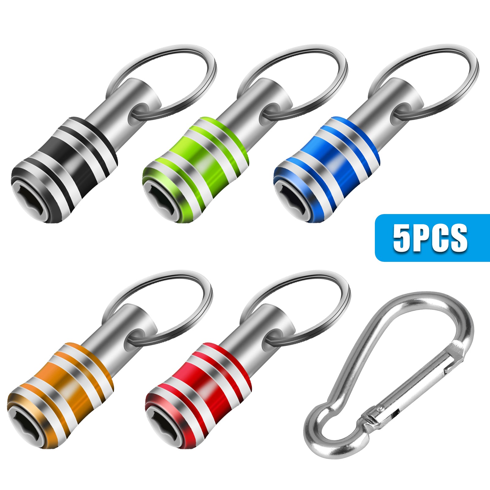 5/10 Pcs 1/4" Hex Shank Quick Release Keychain, Screwdriver Drill Bit Holder Set