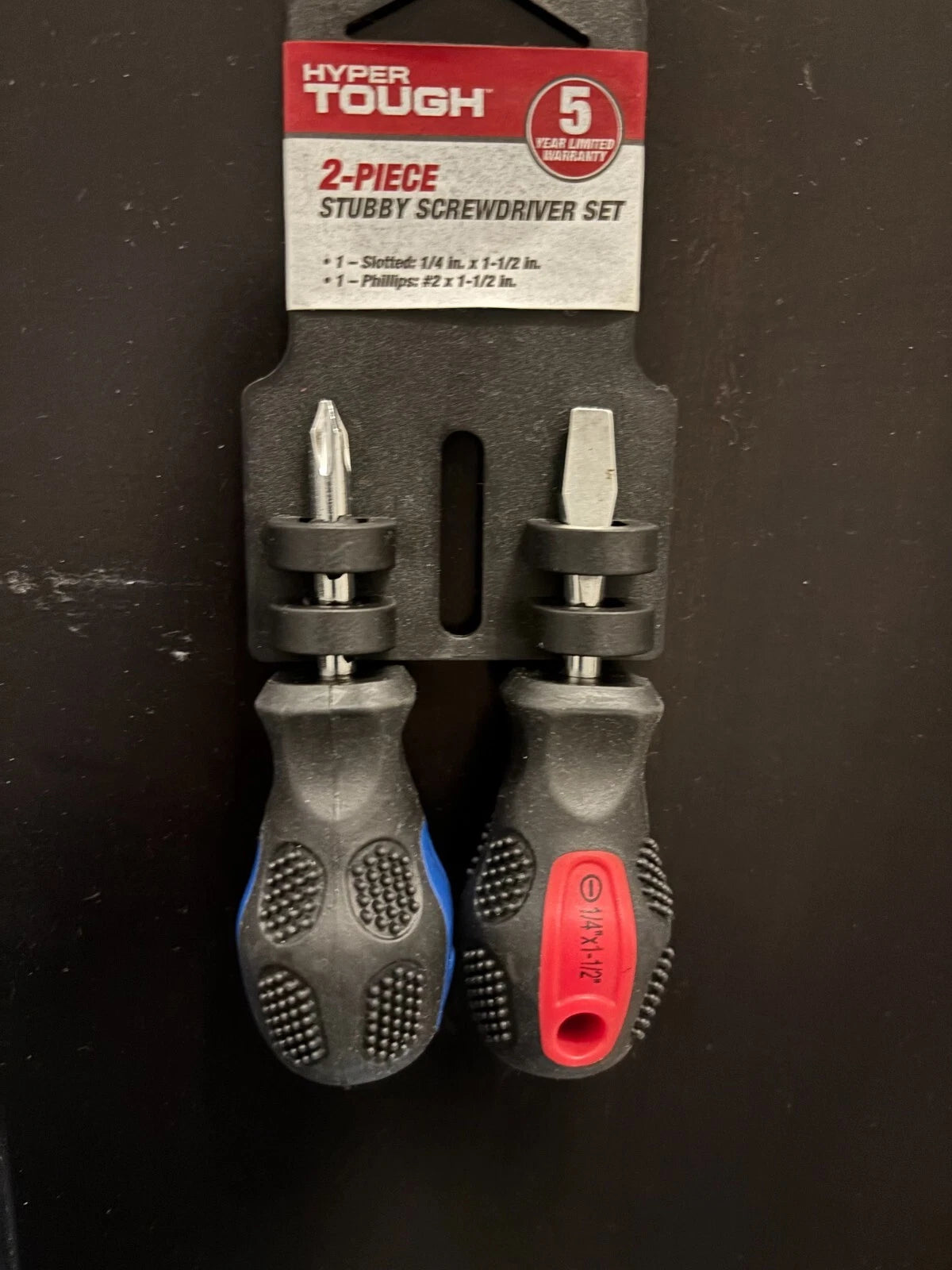 Hyper Tough Stubby Screwdriver 2 Piece Set Short Cushion Grip Handles Hand Tools