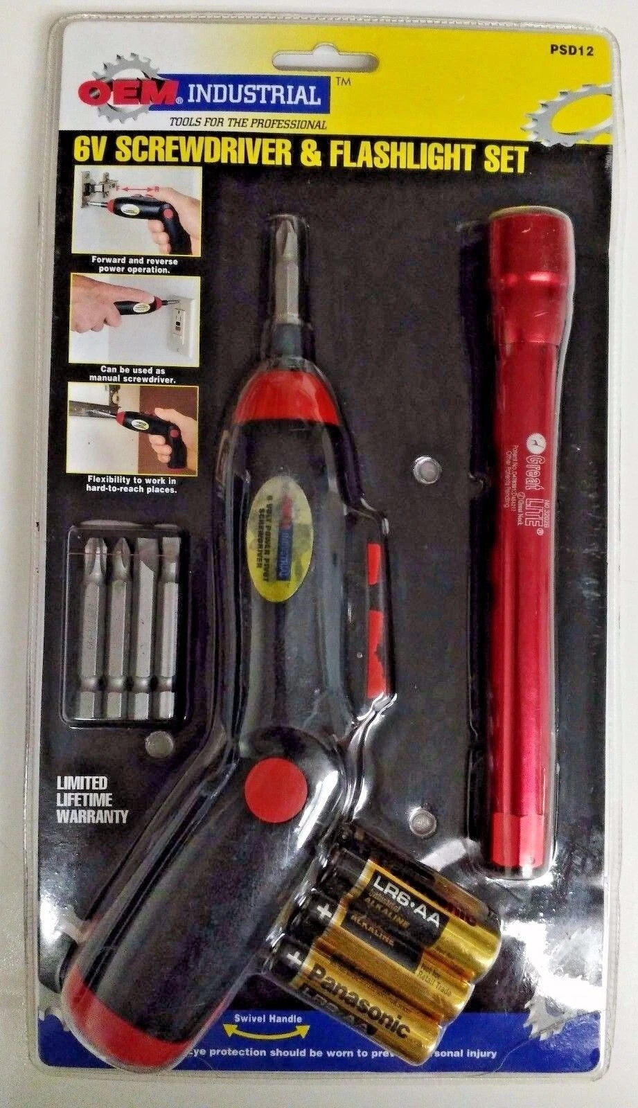 OEM Industrial 6V Screwdriver & Flashlight Set PSD12