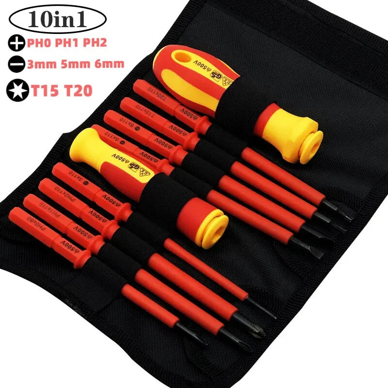 Insulated Screwdriver Set Screw Driver Bits Home Repair Electrician Hand Tools