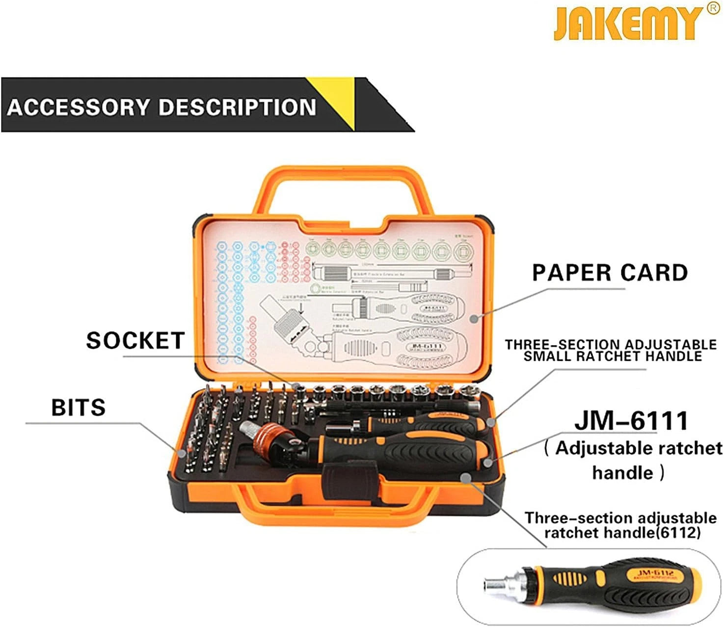 Precision Ratchet Screwdriver Set, JAKEMY 69 6111 - 69 in 1, 6111 - 69 1