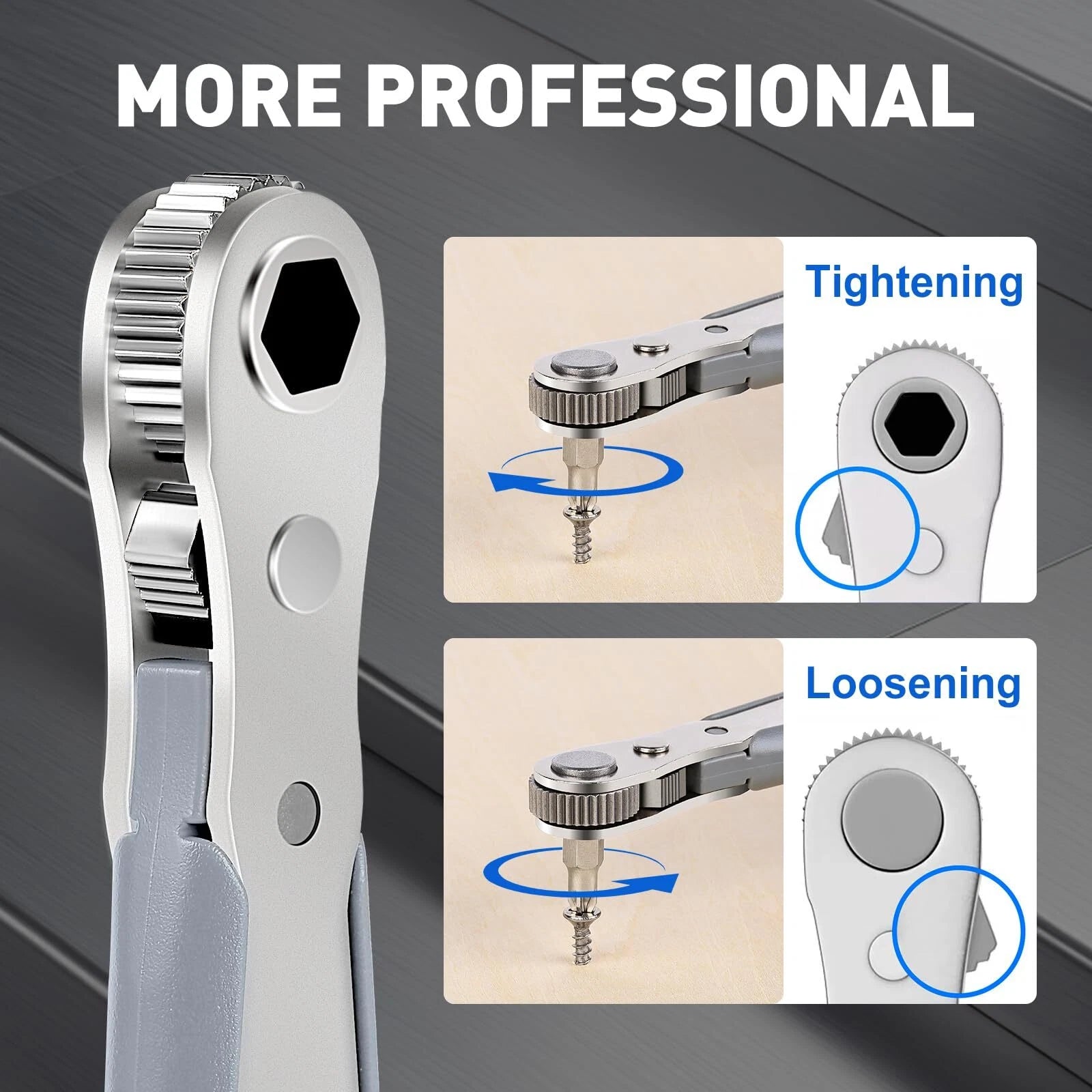 Mini Ratchet Set Right Angle Screwdriver with 1/4 Mini Ratcheting Screwdriver