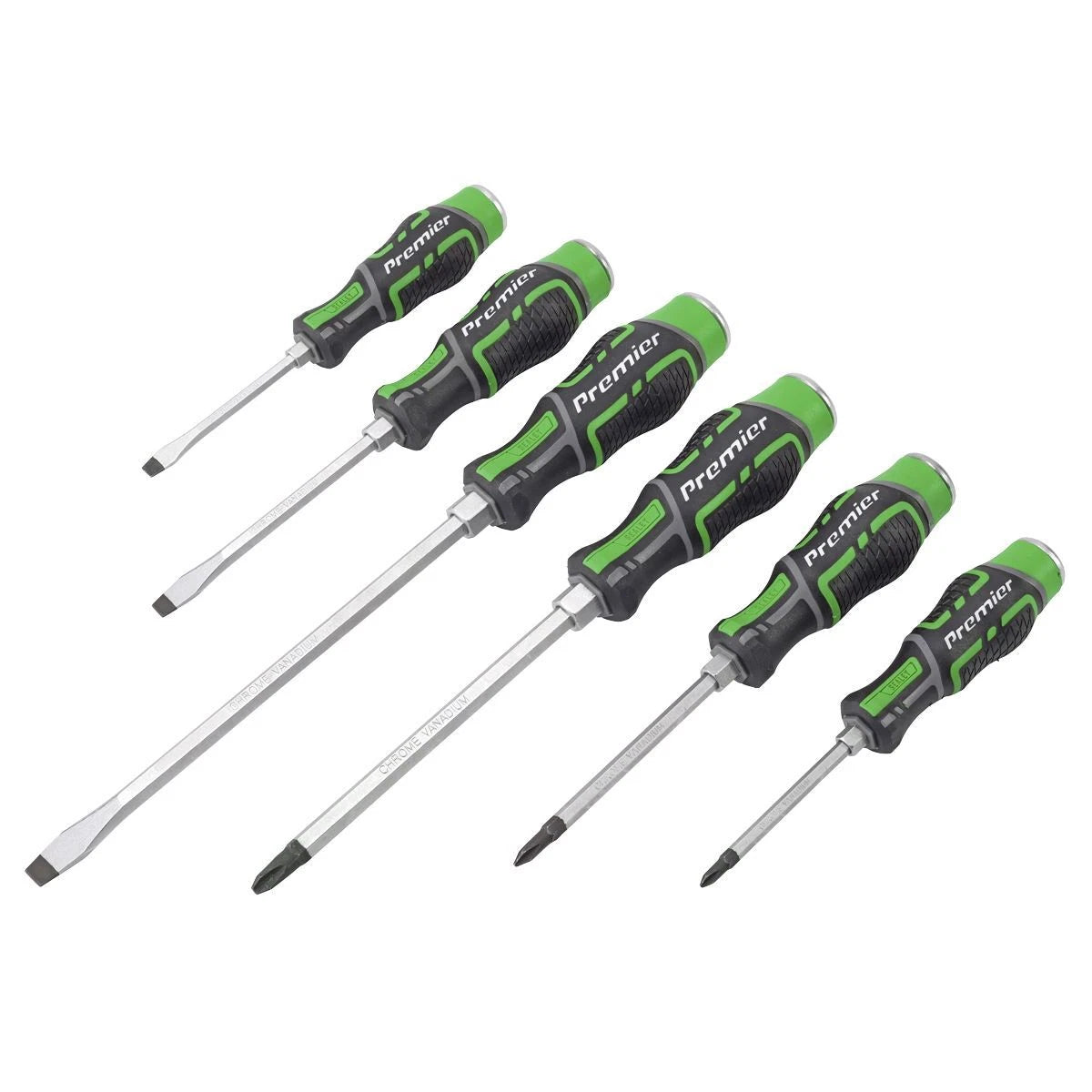 Sealey Hammer-Thru Screwdriver Set Hi-Vis Green 6pc Hex Bolster Use With Wrench