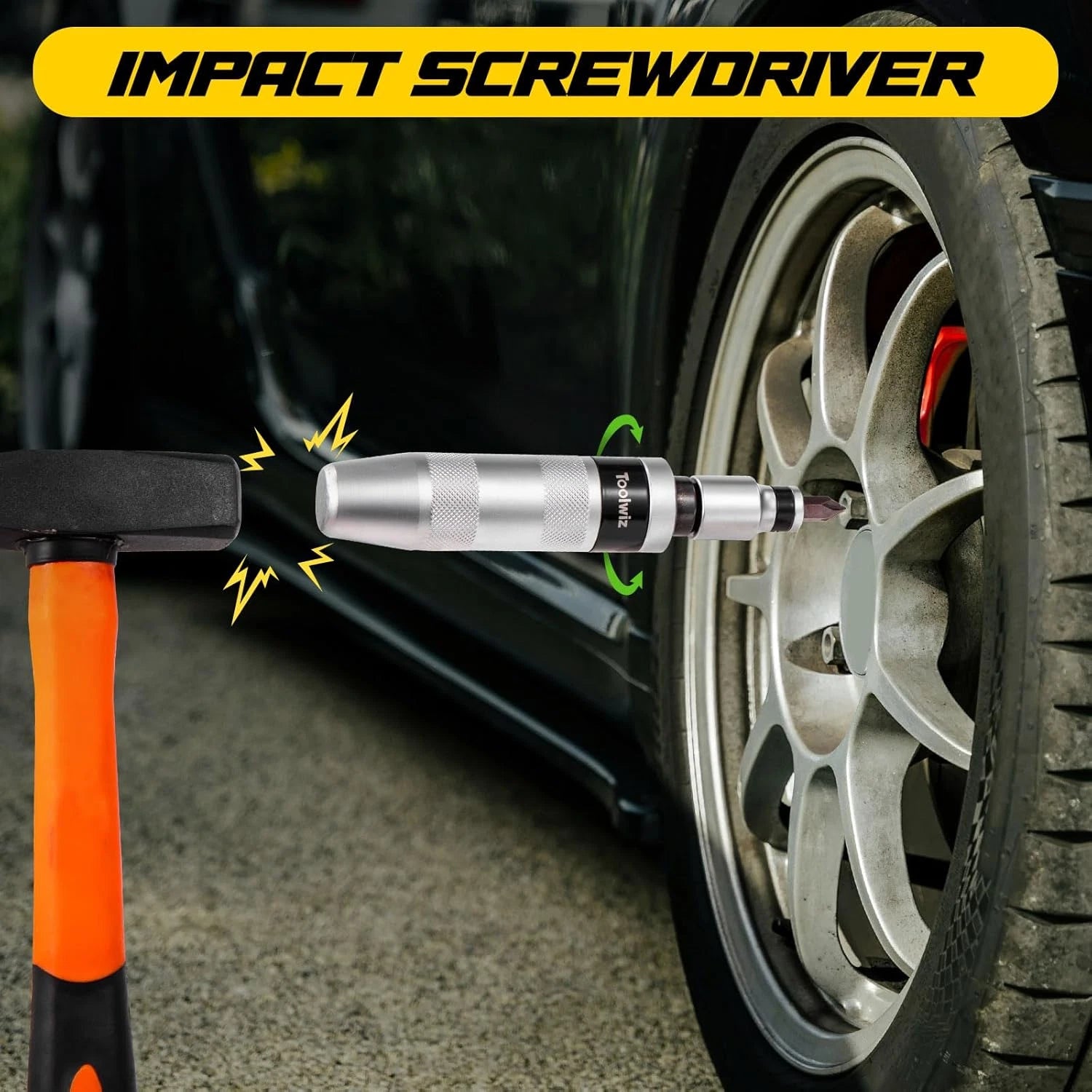 Toolwiz 1/2" Hand Impact Screwdriver Set - 14 Pcs, Reversible Manual Impact Driv