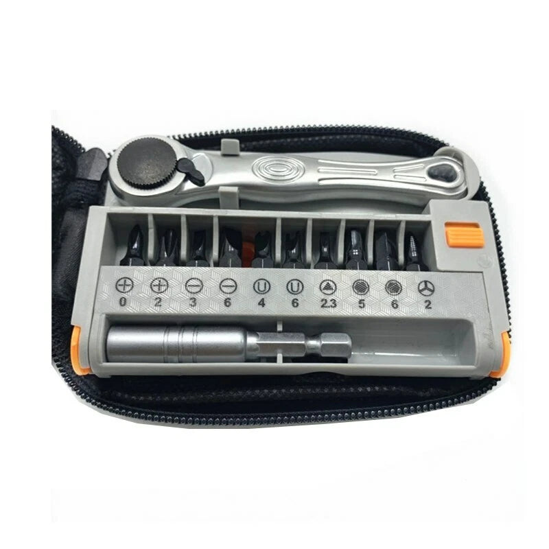 Screwdriver Bit Portable Two-Way Ratchet Compact Set Tool Phillips Screwdriver