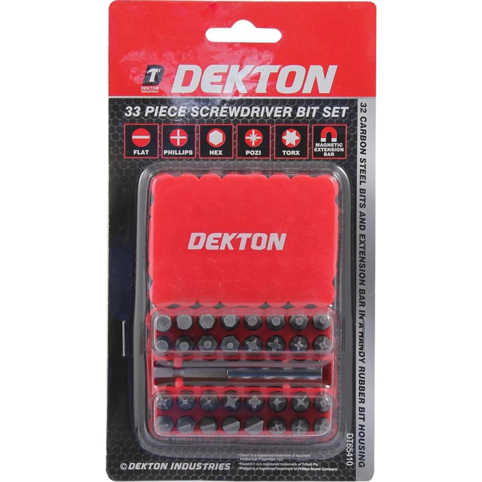 Dekton 33pc Screwdriver Bit Holder Set Hex Torx Star Key Pz Phillips Slotted