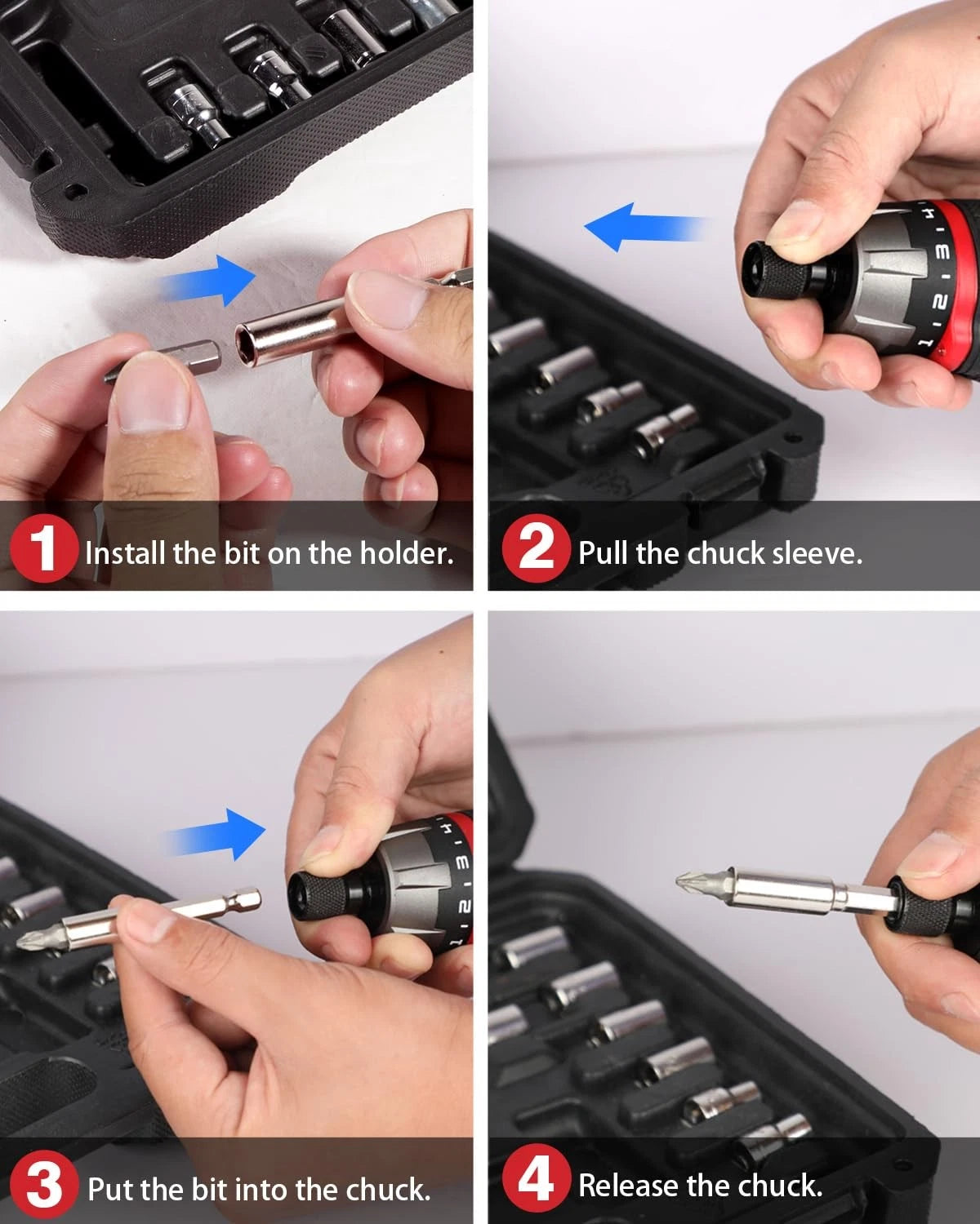 Electric Screwdriver Set Rechargeable 4V Cordless Screwdriver Kit with 44pcs ...