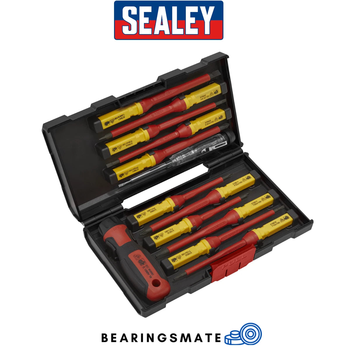 Sealey 13 Piece VDE 1000v PZ/PH/SL Screwdriver Interchangeable Blades Set,AK6128