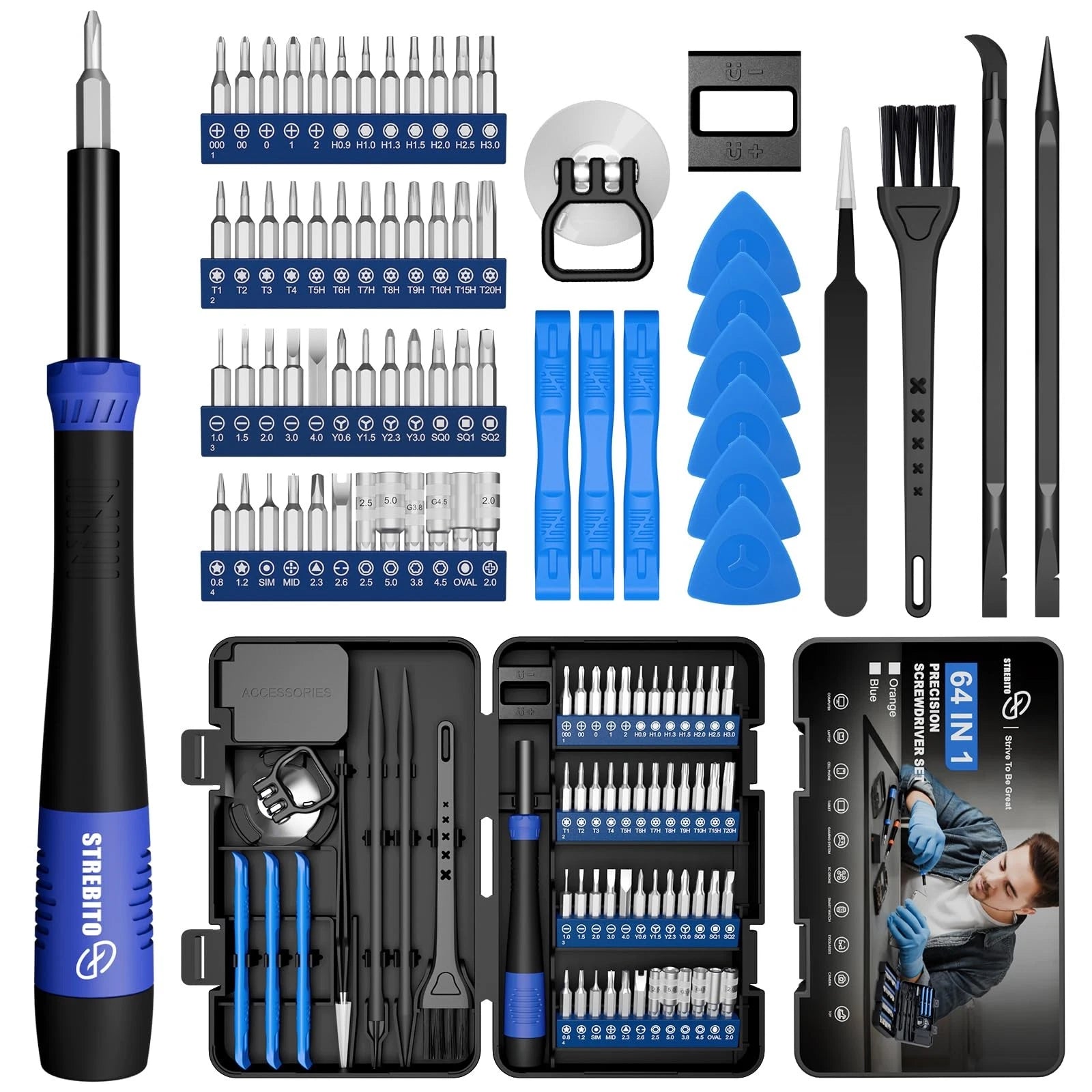 Small Precision Screwdriver Set 64-piece with Torx Triwing Pentalobe Electron...