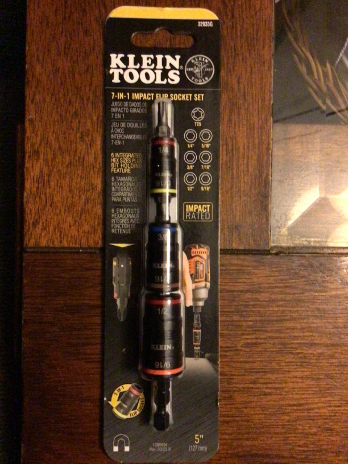 Klein Tools 7-in-1 Impact Flip Socket Set  5" Center Bit With 6 Hex Sizes 32933G