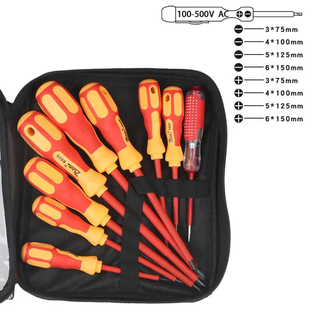 Magnetic Screwdriver Set Insulated Phillips Slotted Bits Electrician Hand Tools-
