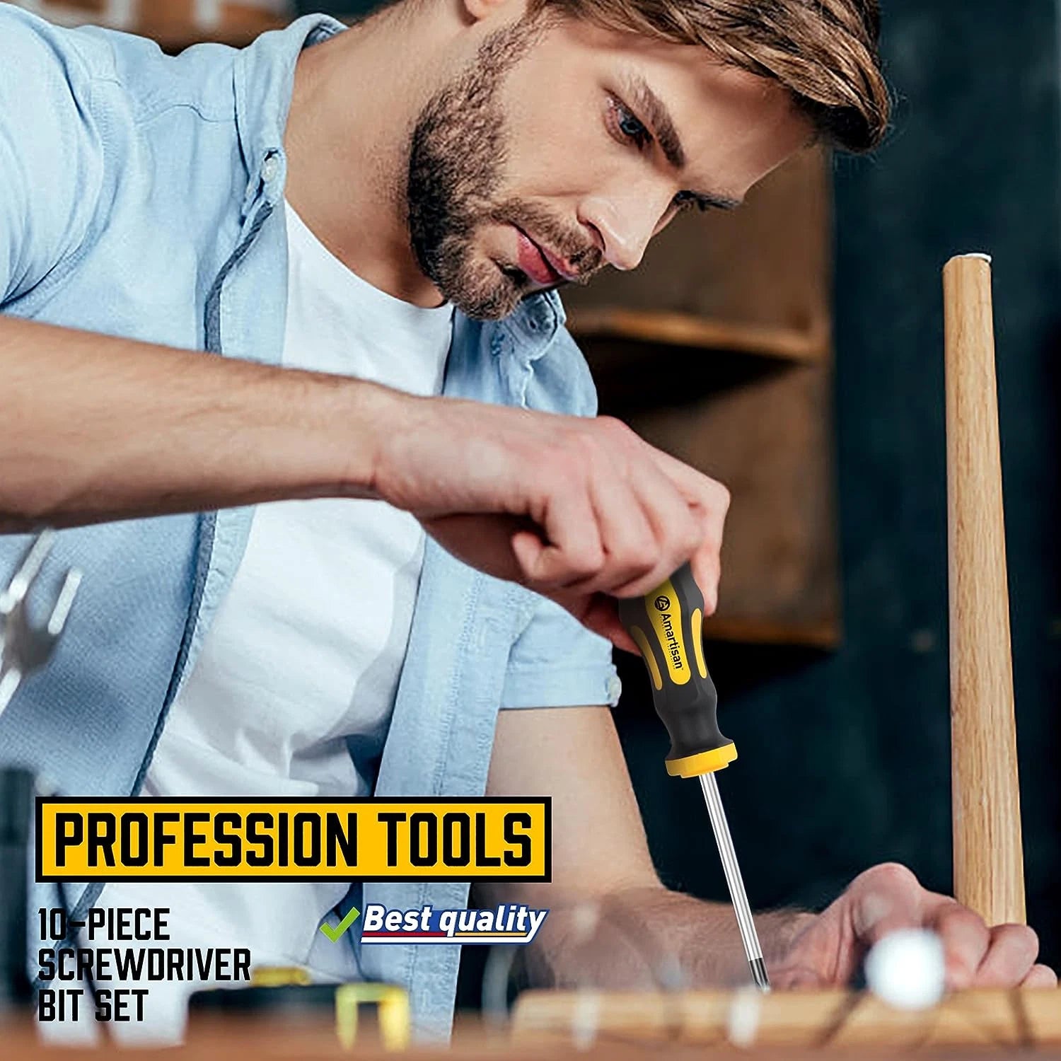 Amartisan 10-Piece Magnetic Screwdrivers Set, 5 Phillips and 5 Slotted Tips Prof