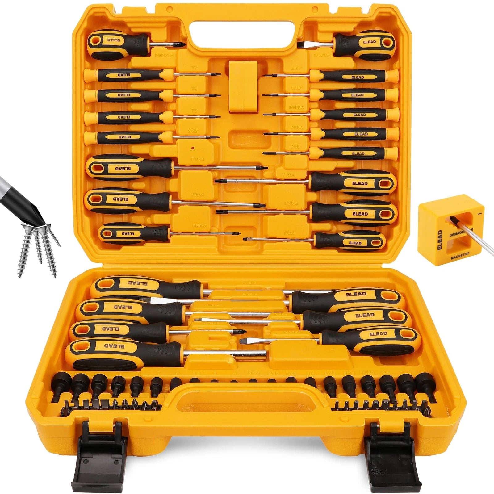 Magnetic Screwdriver Set with Case: 86-Piece Slotted Phillips, Hex, Torx, ...