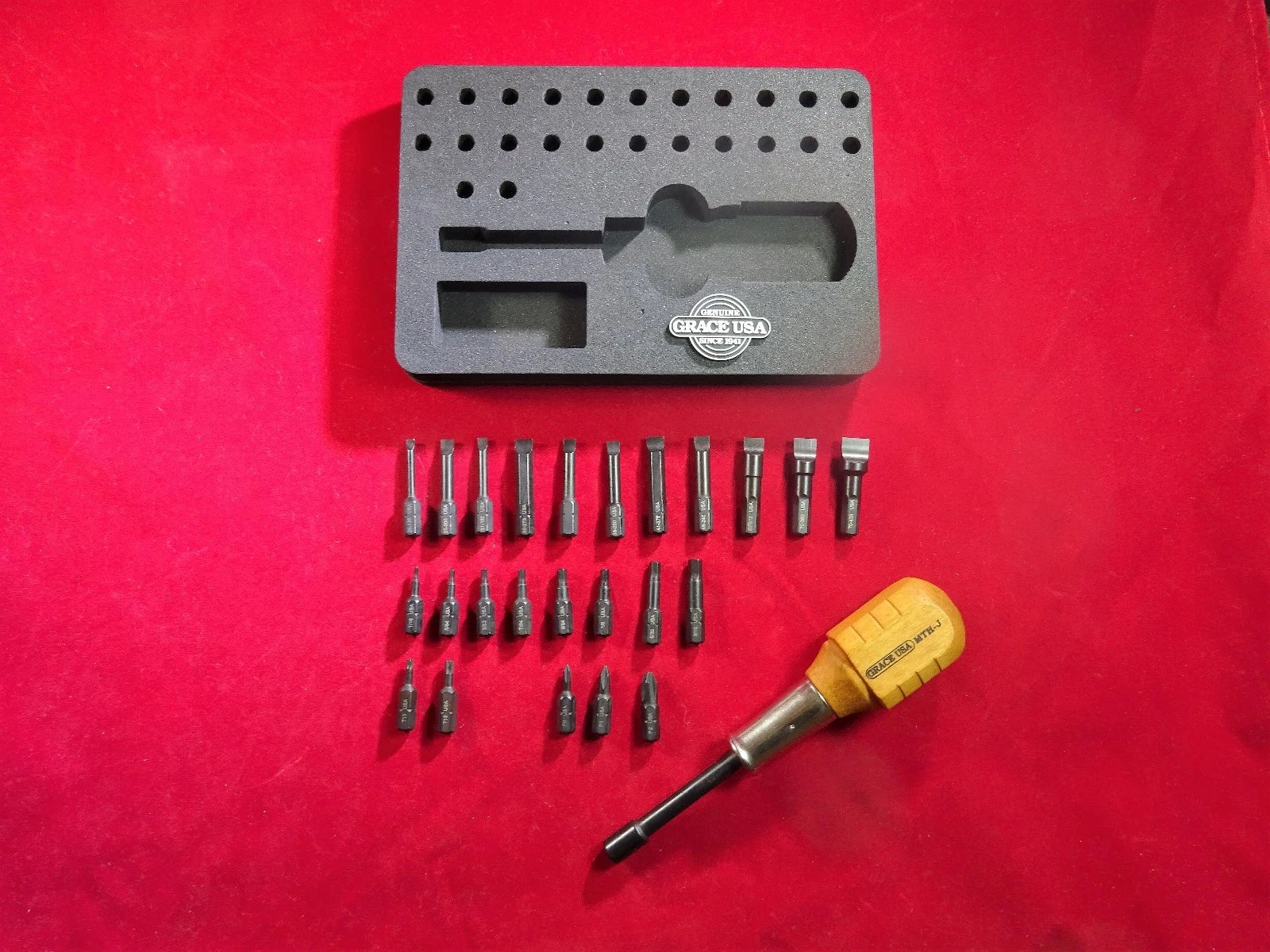 GRACE USA MT-24 Gunsmith 24 Bit Magnetic Tip Screwdriver & Stand Set USA MADE