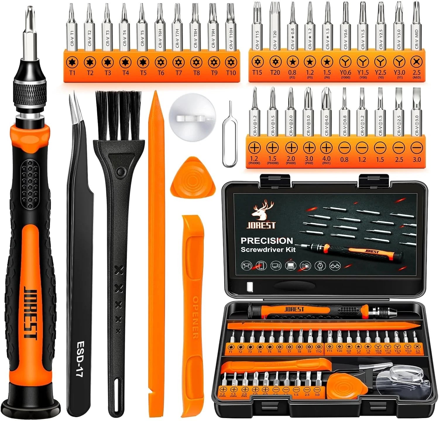 JOREST 38Pcs Small Precision Screwdriver Set with Torx T5, T6, Y00,