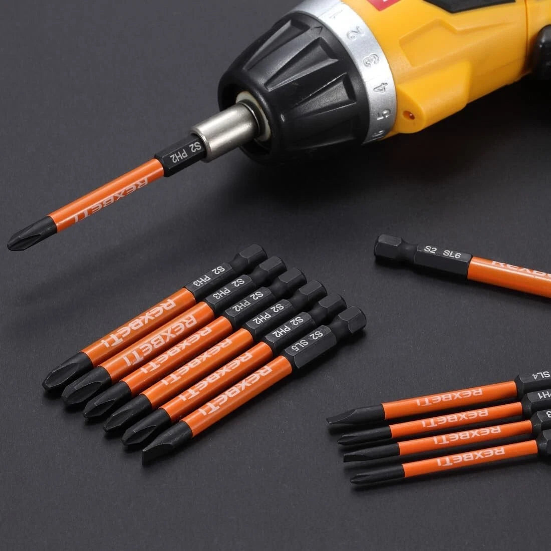 Durable 12-Piece S2 Steel Screwdriver Bit Set with Magnetic Tips - 1/4 Inch Hex
