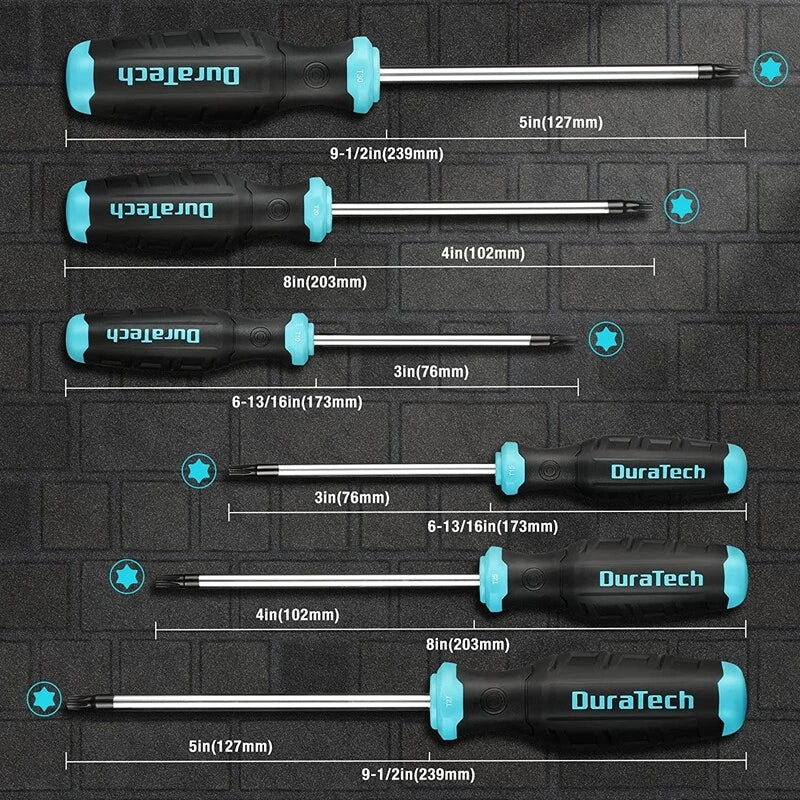 DURATECH Torx Screwdriver Set Magnetic Star Screwdrivers T10 T15 T20 T25 T27 T30