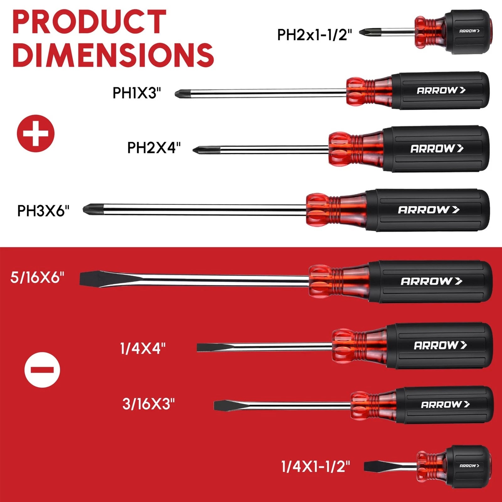 ARROW 8 PCS Magnetic Screwdriver Set, Professional S2 Steel Screw Driver Kit ...