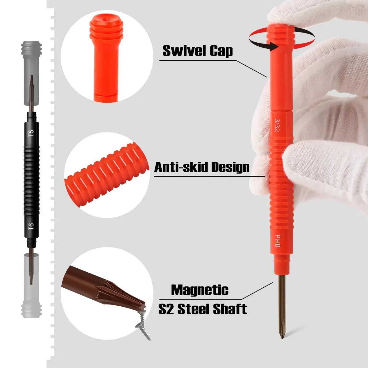 Shall 6-Piece Precision Magnetic Screwdriver Set with Case - 12 Sizes