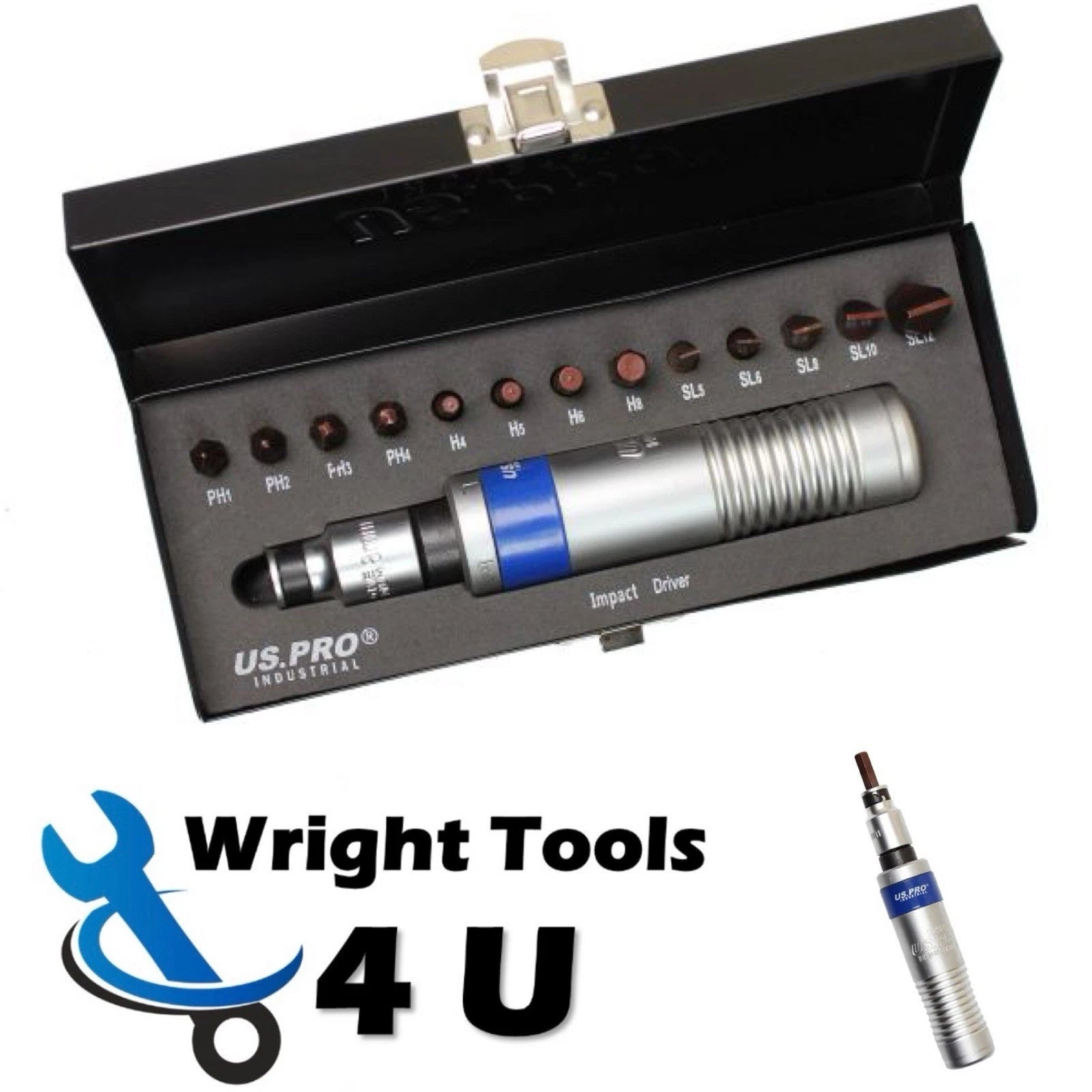 US PRO Industrial Impact Driver Set 14pc With S2 Bits 1/2" Square DR Hex 2292