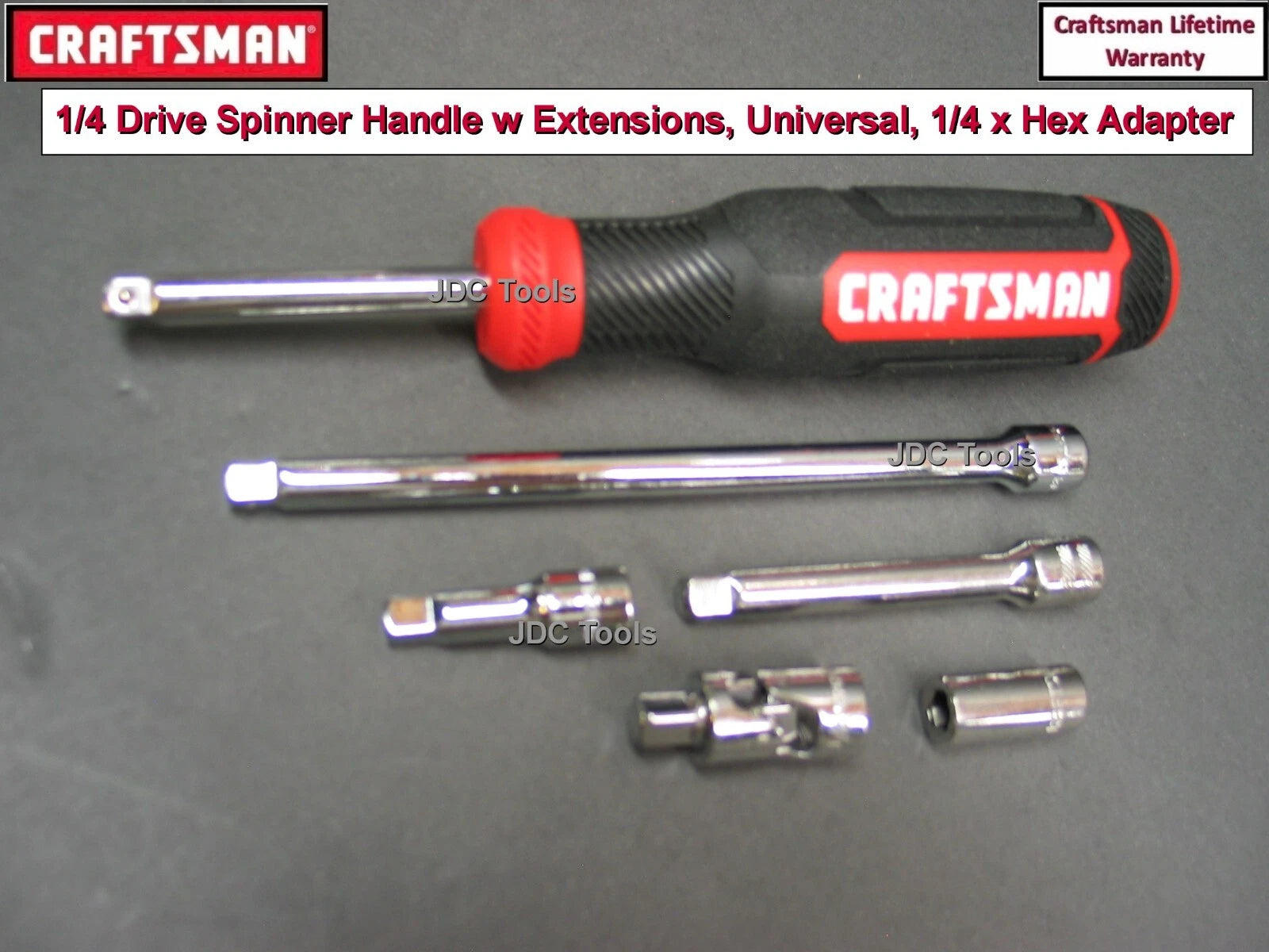 CRAFTSMAN  6 pc 1/4 Drive Spinner Handle w Extension Universal  Adapter Set