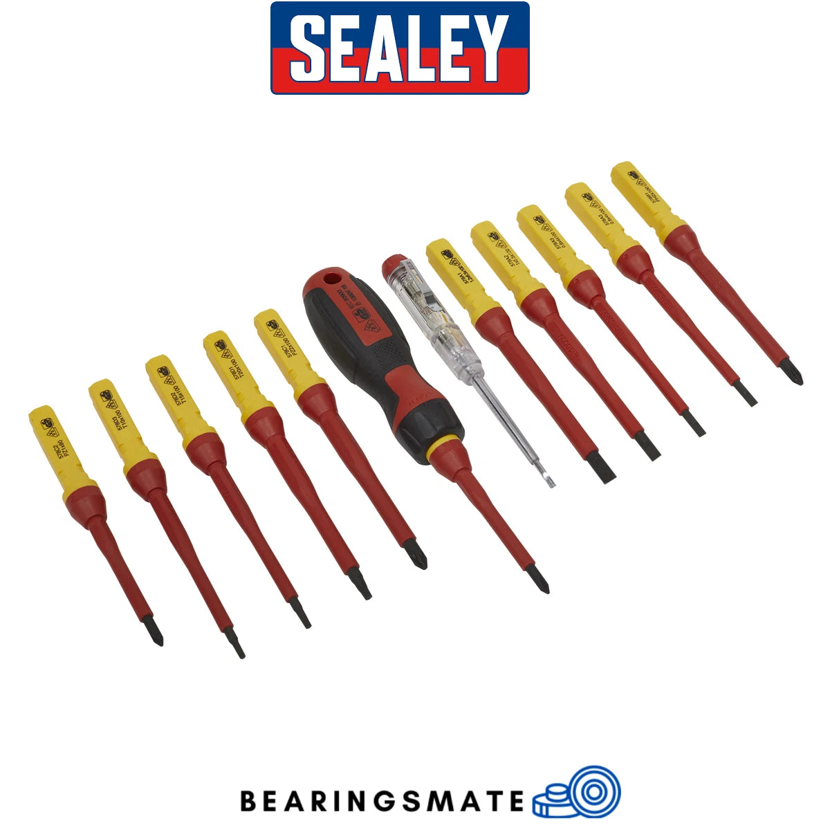 Sealey 13 Piece VDE 1000v PZ/PH/SL Screwdriver Interchangeable Blades Set,AK6128