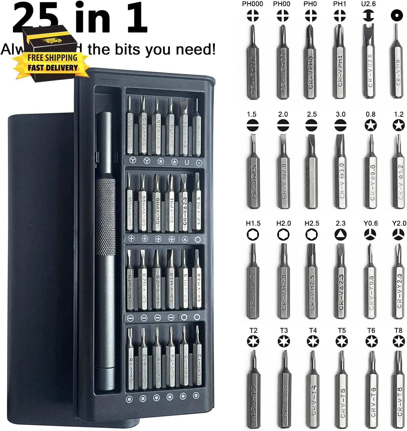 Eye Glass Repairing Kit, 25-In-1 Small Precision Screwdriver Set, Magnetic Mini