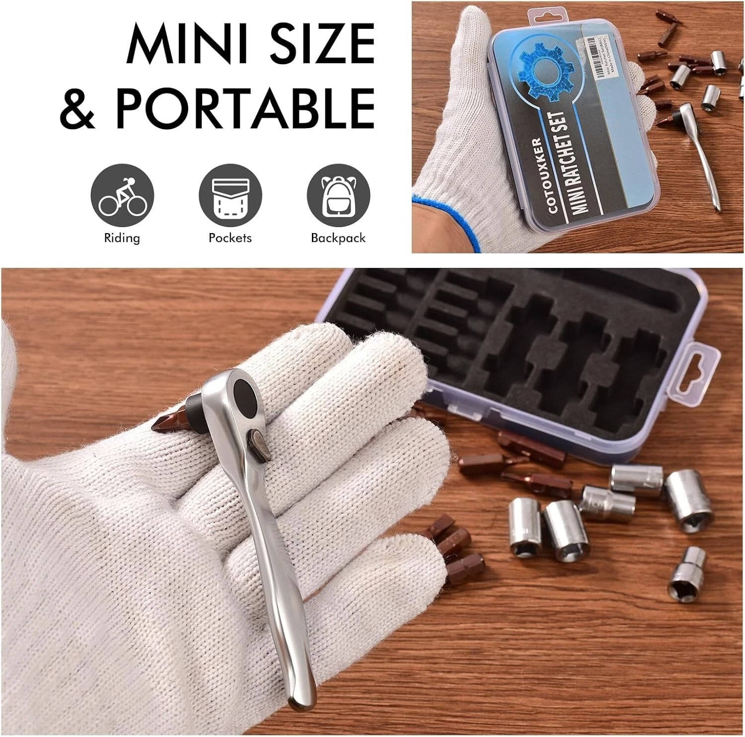 COTOUXKER Mini Ratchet Set, Right Angle Screwdriver set with 1/4 Mini Ratchet Wr