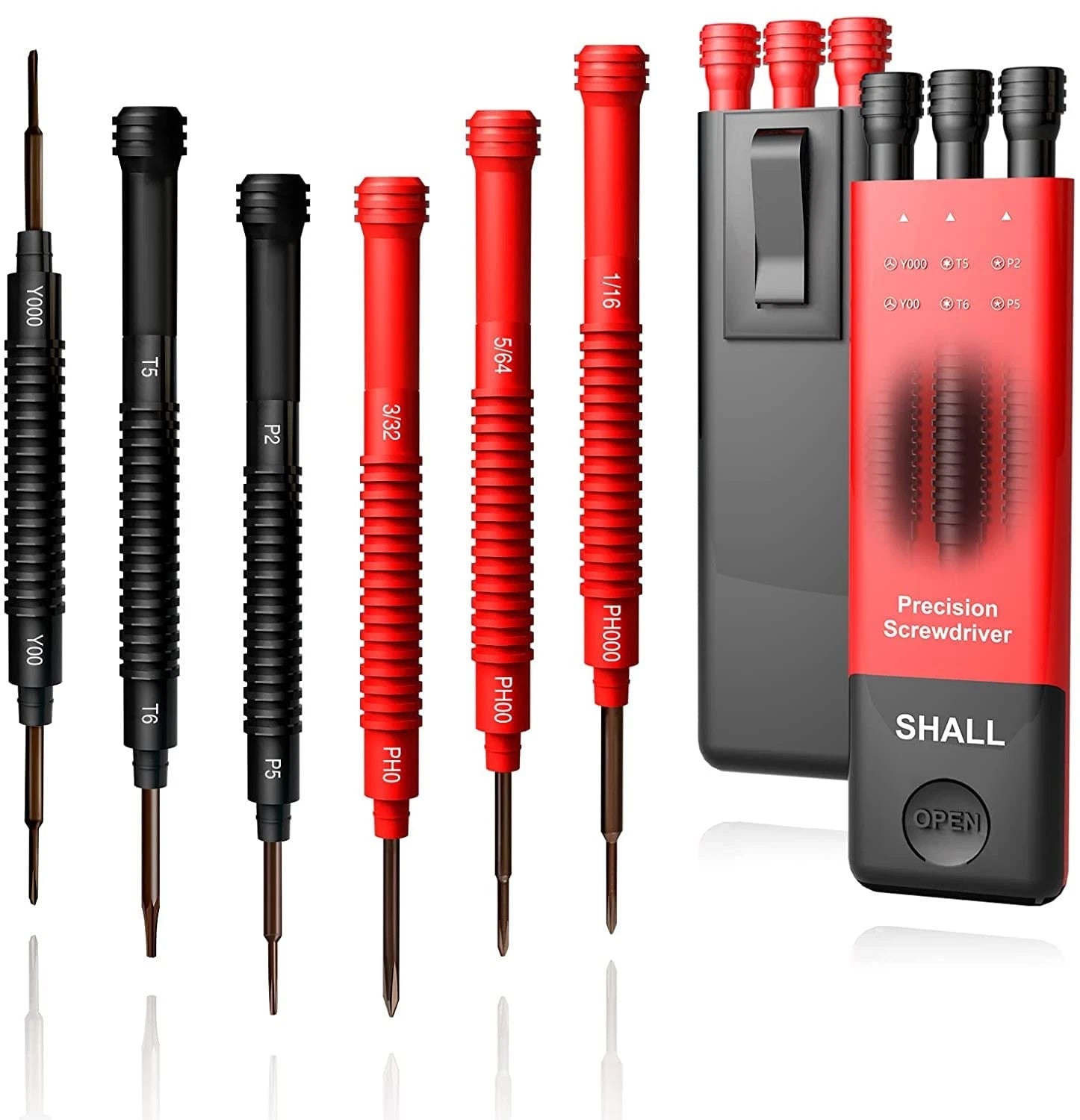 Shall 6-Piece Precision Magnetic Screwdriver Set with Case - 12 Sizes