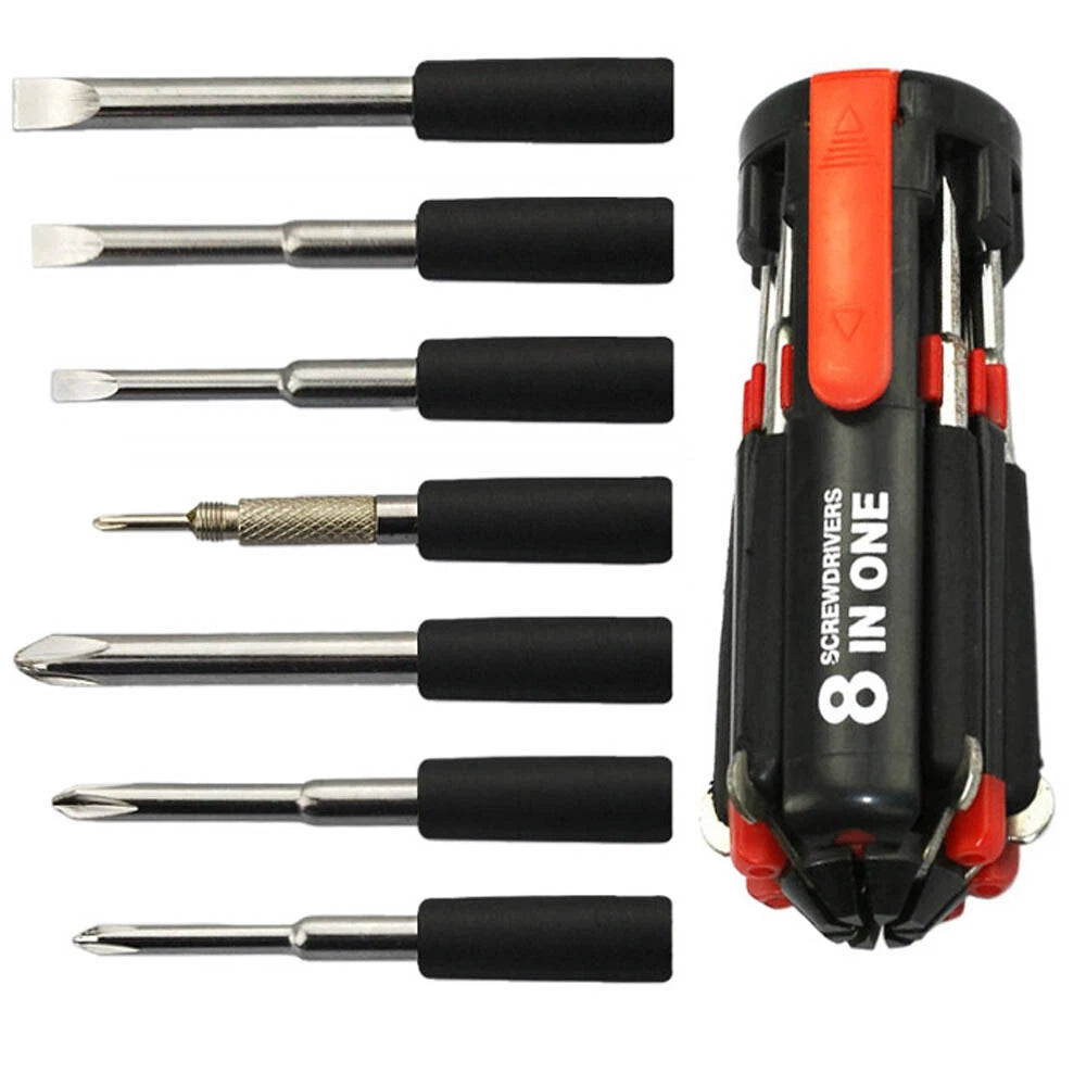 Multifunction 8 In1 Screwdriver Craftsman Repair Tools Set Kit W/ LED Light Tool