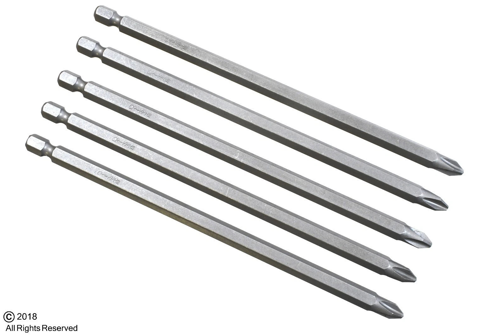 (5) 6" long Philips Screwdriver bits Size #2  CrV 6150 Steel