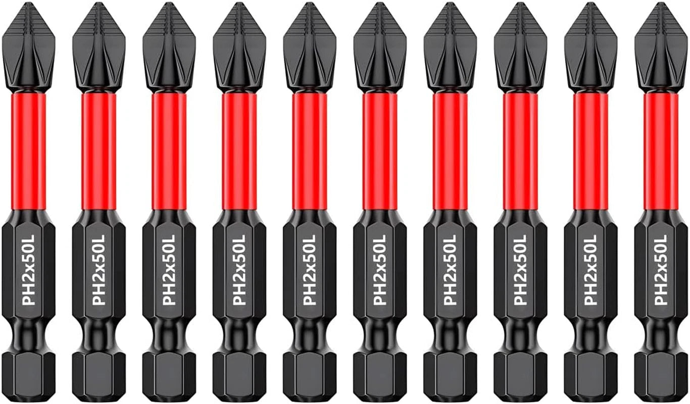 Puntas Phillips #2 Magneticas 10 Piezas Acero S2 50mm Antideslizante Impacto
