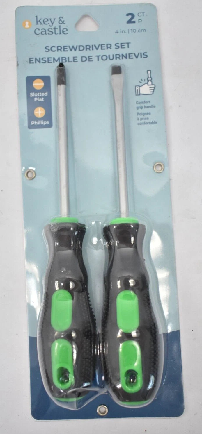 Key & Castle Screwdriver Set Slotted/Phillips 2 Piece Kit Comfort Handle Tools
