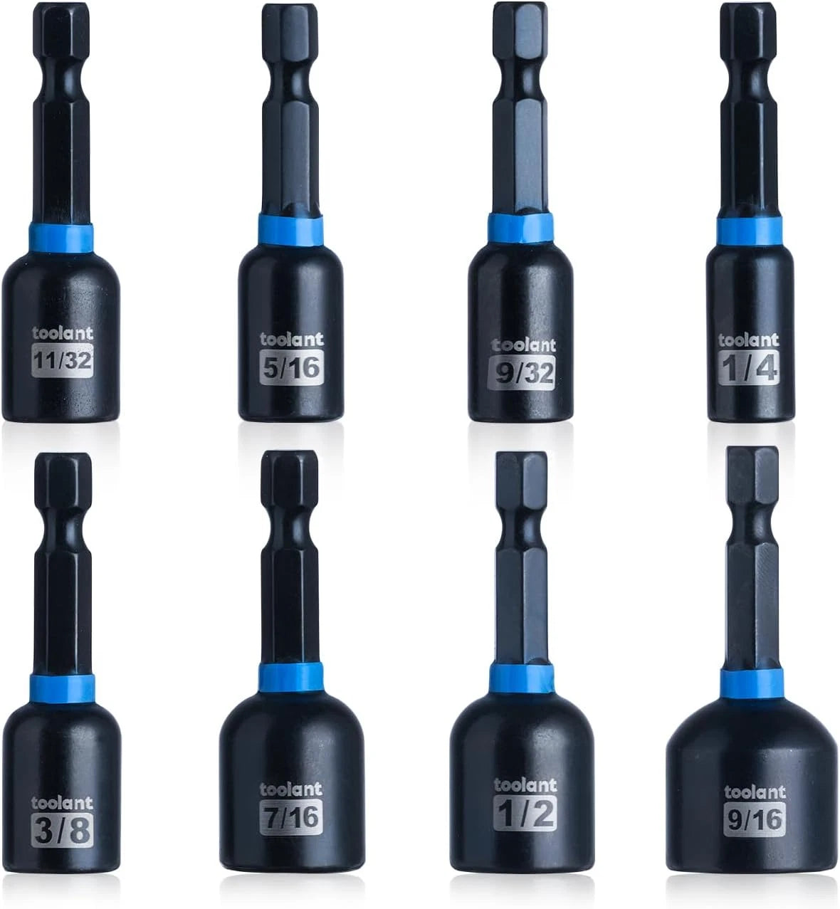 Magnetic Nut Driver Set, 8Pcs SAE Impact Driver Bit Set, 1/4''~9/16'' Nut Driver