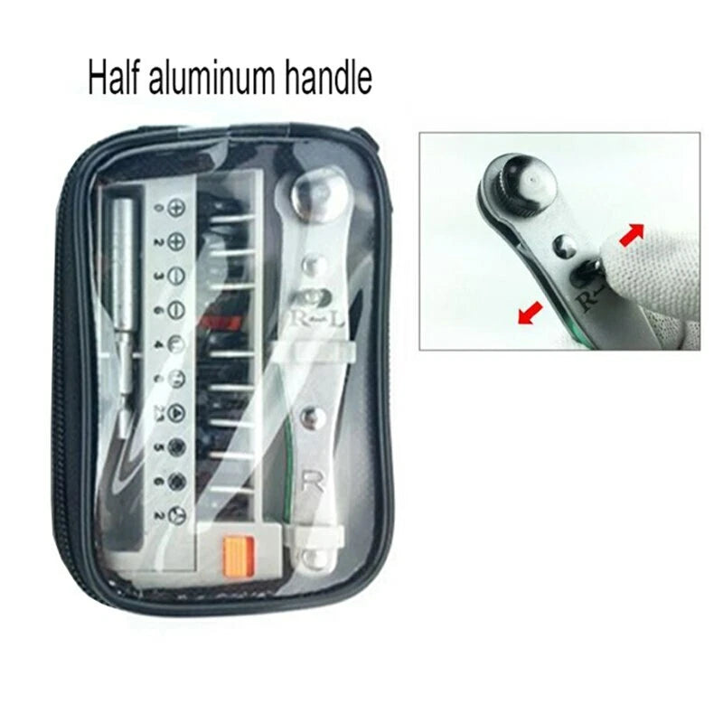 Screwdriver Bit Portable Two-Way Ratchet Compact Set Tool Phillips Screwdriver