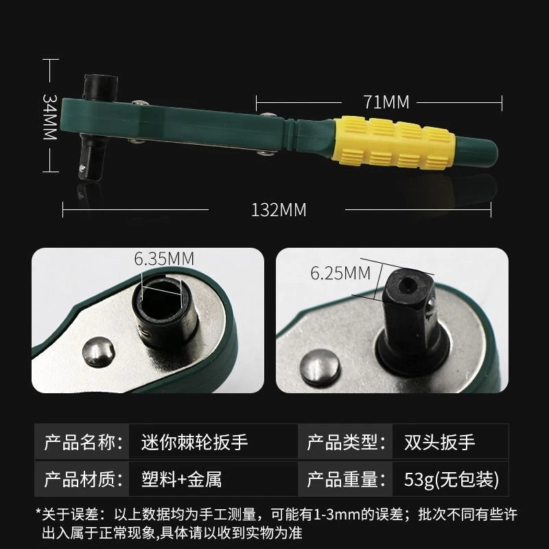 Ratcheting Right Angle Screwdriver Hex Drive 90 Degree Offset + 10pc Bits Set