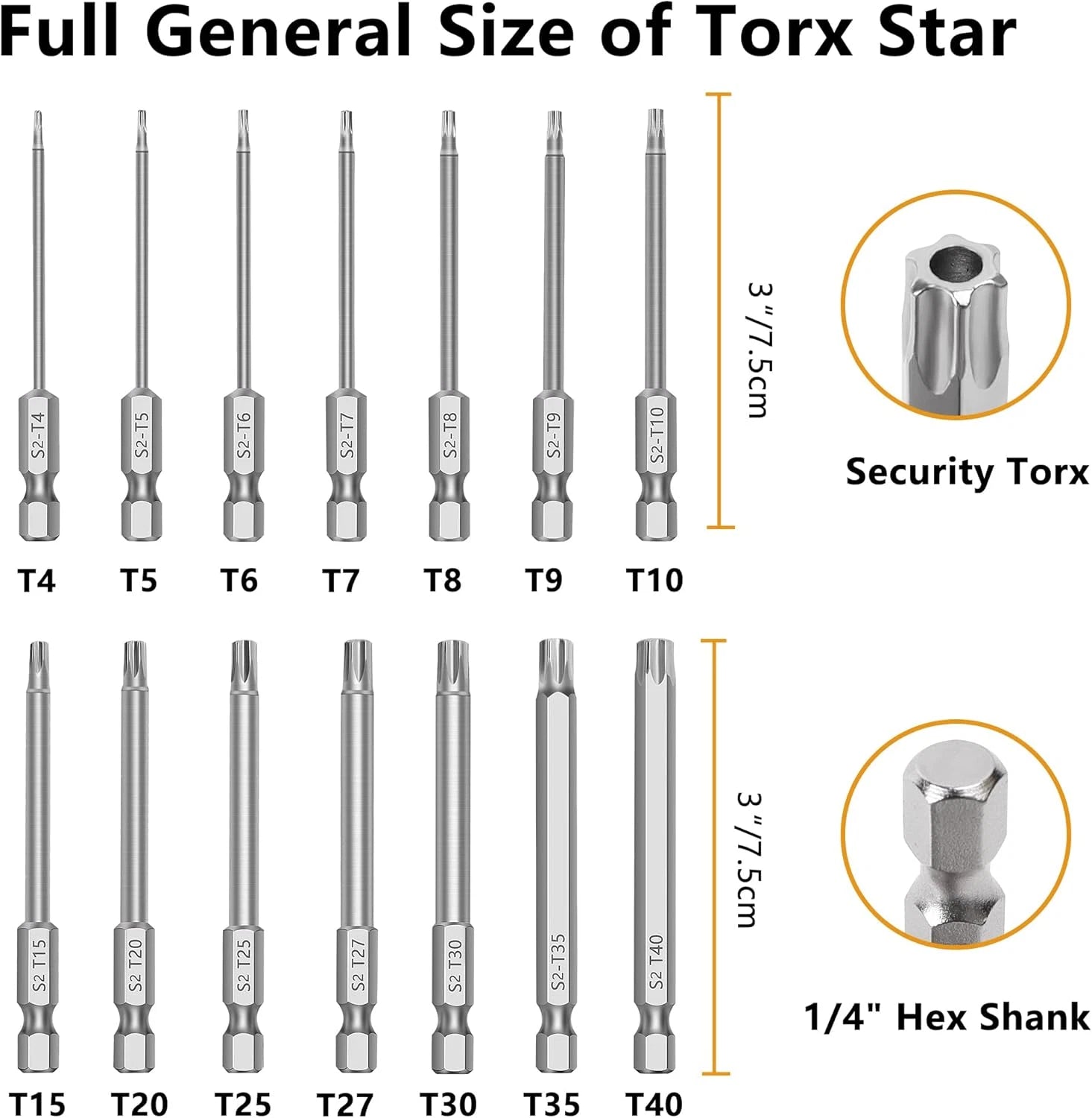 Juego De Puntas De Destornillador Torx De Estrella De Seguridad De 5 Puntos 14pc