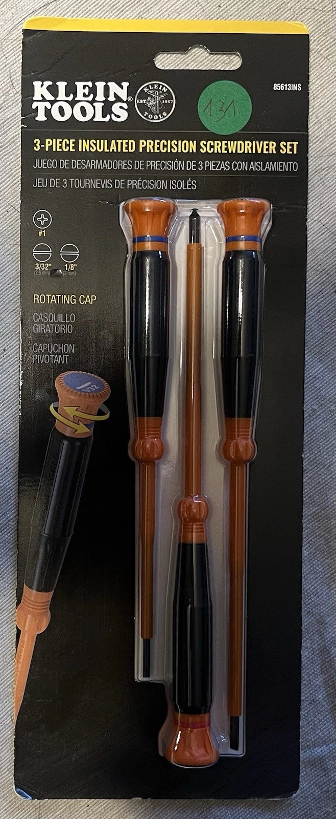 Klein Tools 85613INS Insulated Mini Precision Screwdriver Set PH/SL, 3-Pieces