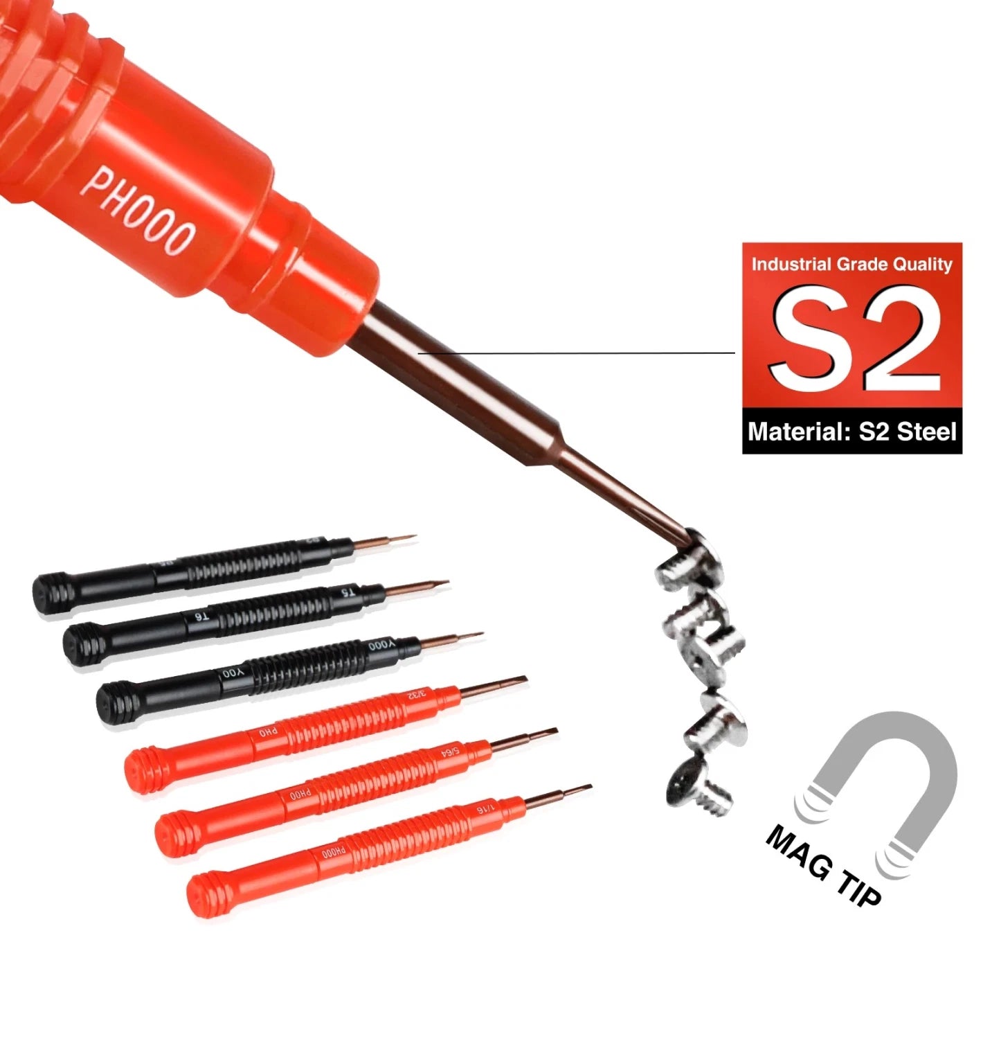 Shall 6-Piece Precision Magnetic Screwdriver Set with Case - 12 Sizes