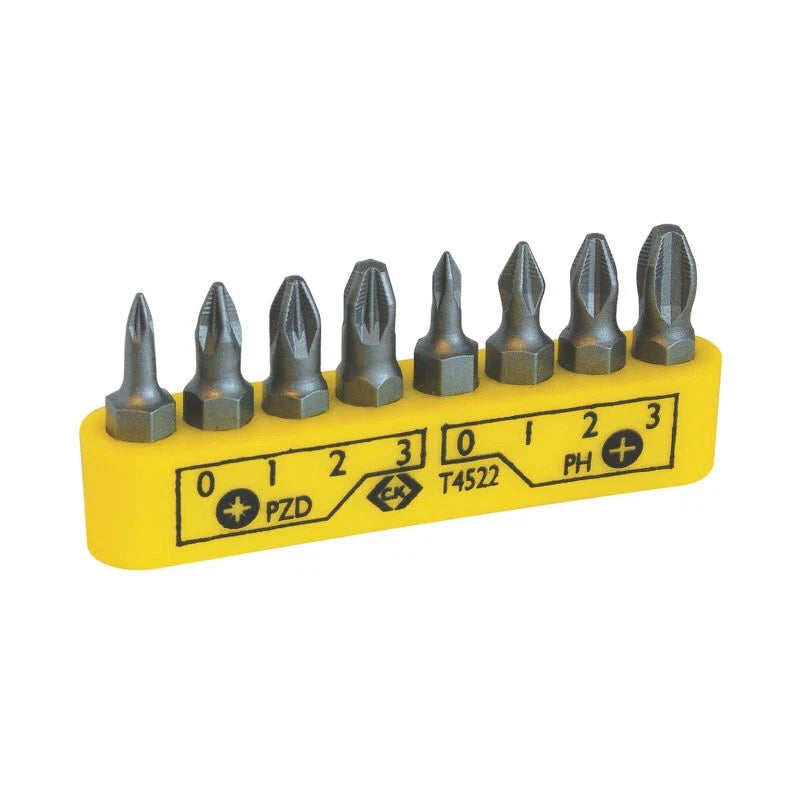 CK Tools Screwdriver Bit Clip Set - 8 Piece PH / PZ Screwdriver Bits T4522
