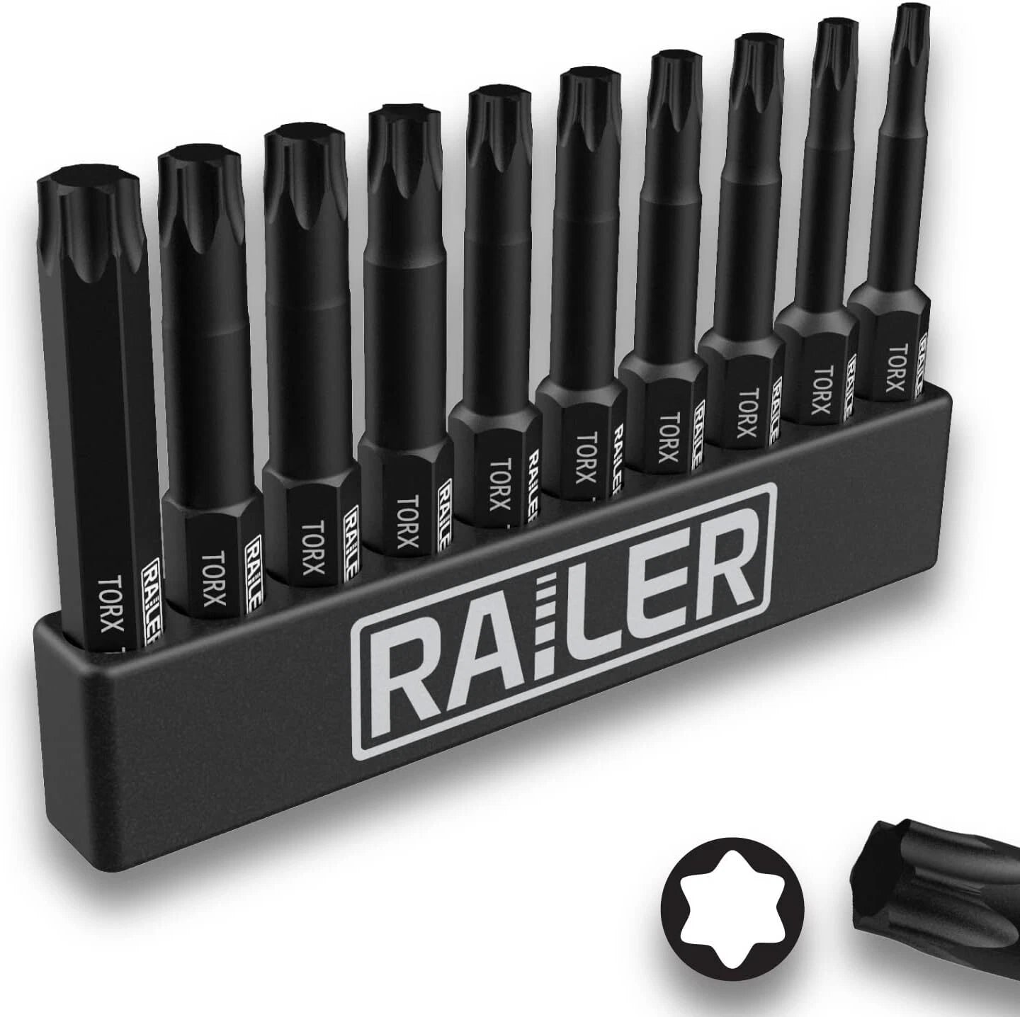 TORX Bit Set, Railer 10-Piece 6 Point TORX Screwdriver Bit Set