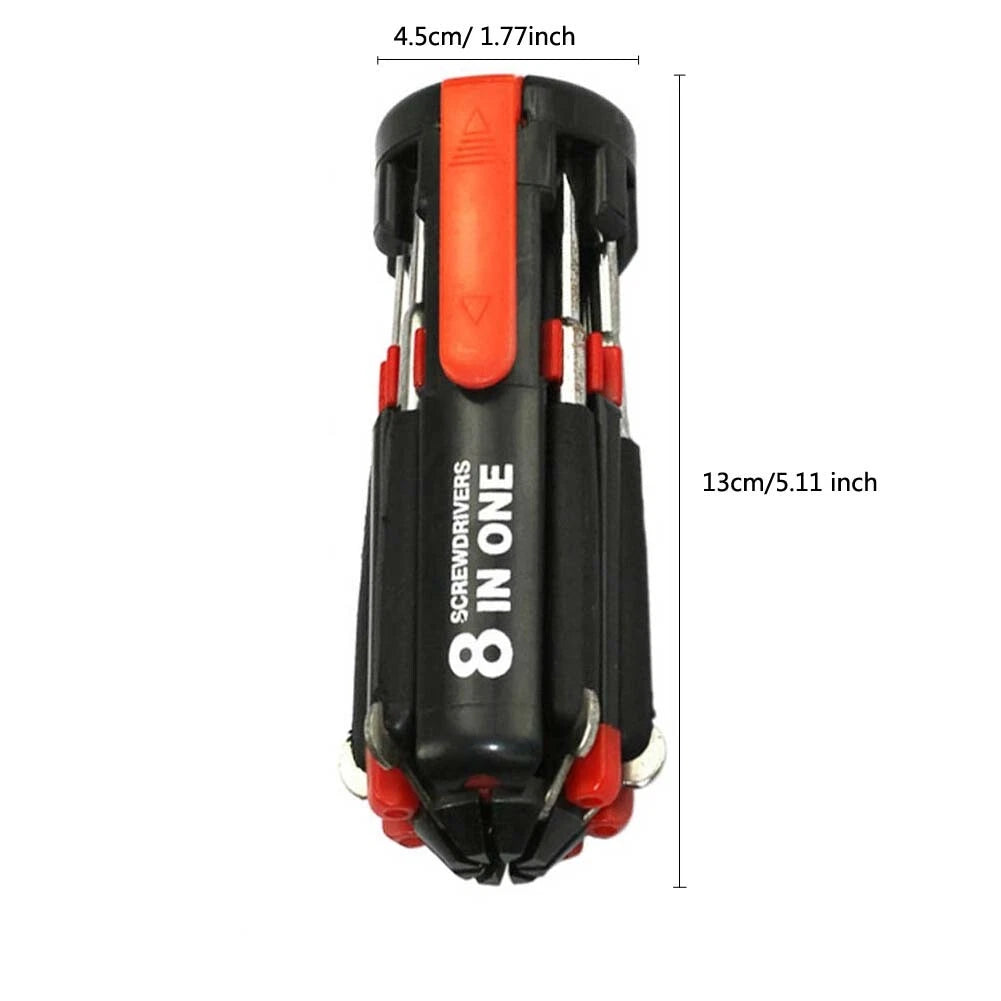 Multifunction 8 In1 Screwdriver Craftsman Repair Tools Set Kit W/ LED Light Tool