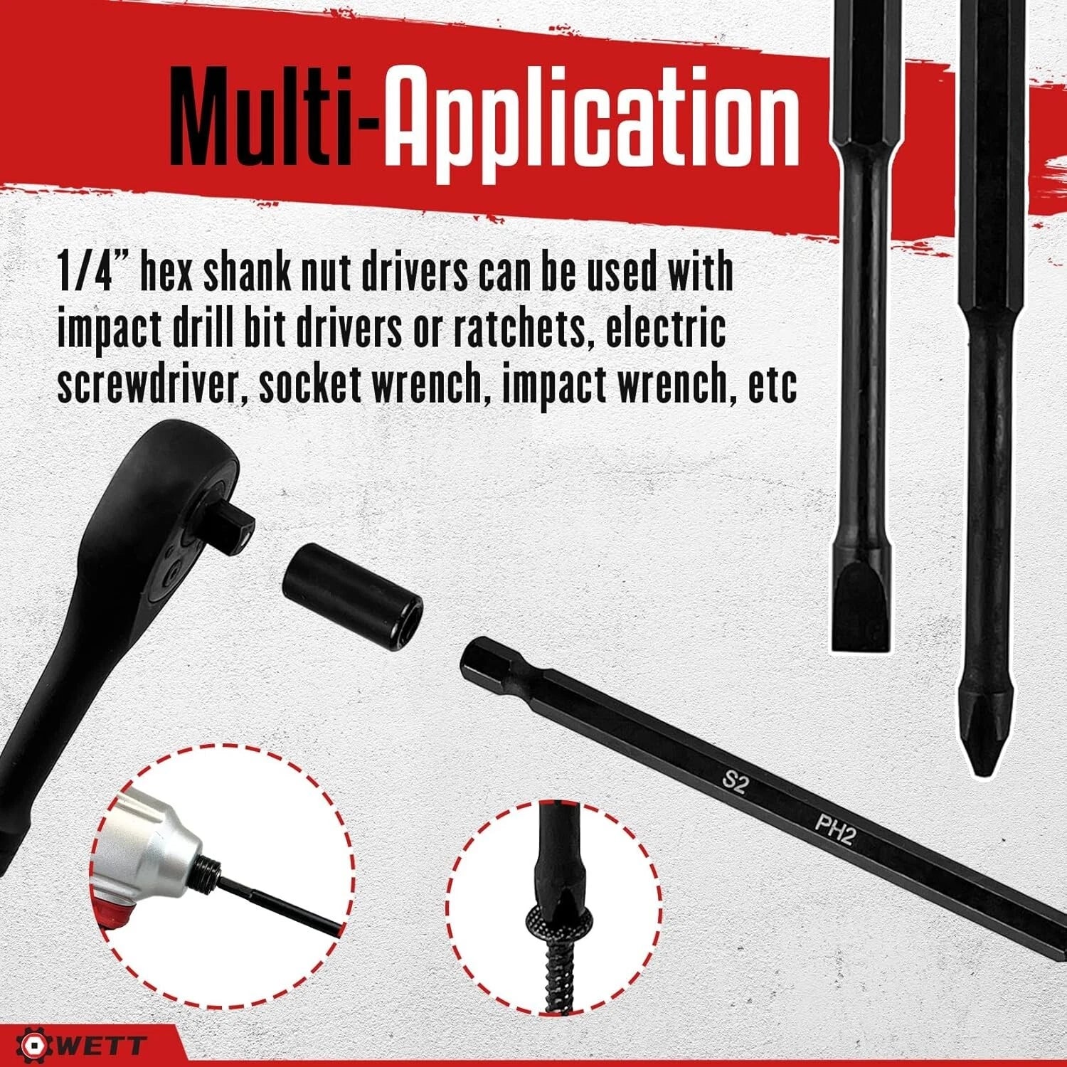 Magnetic Nut Driver Set, 20Pcs 6-Inch Long Shank Nut Drivers Bits for Impact ...