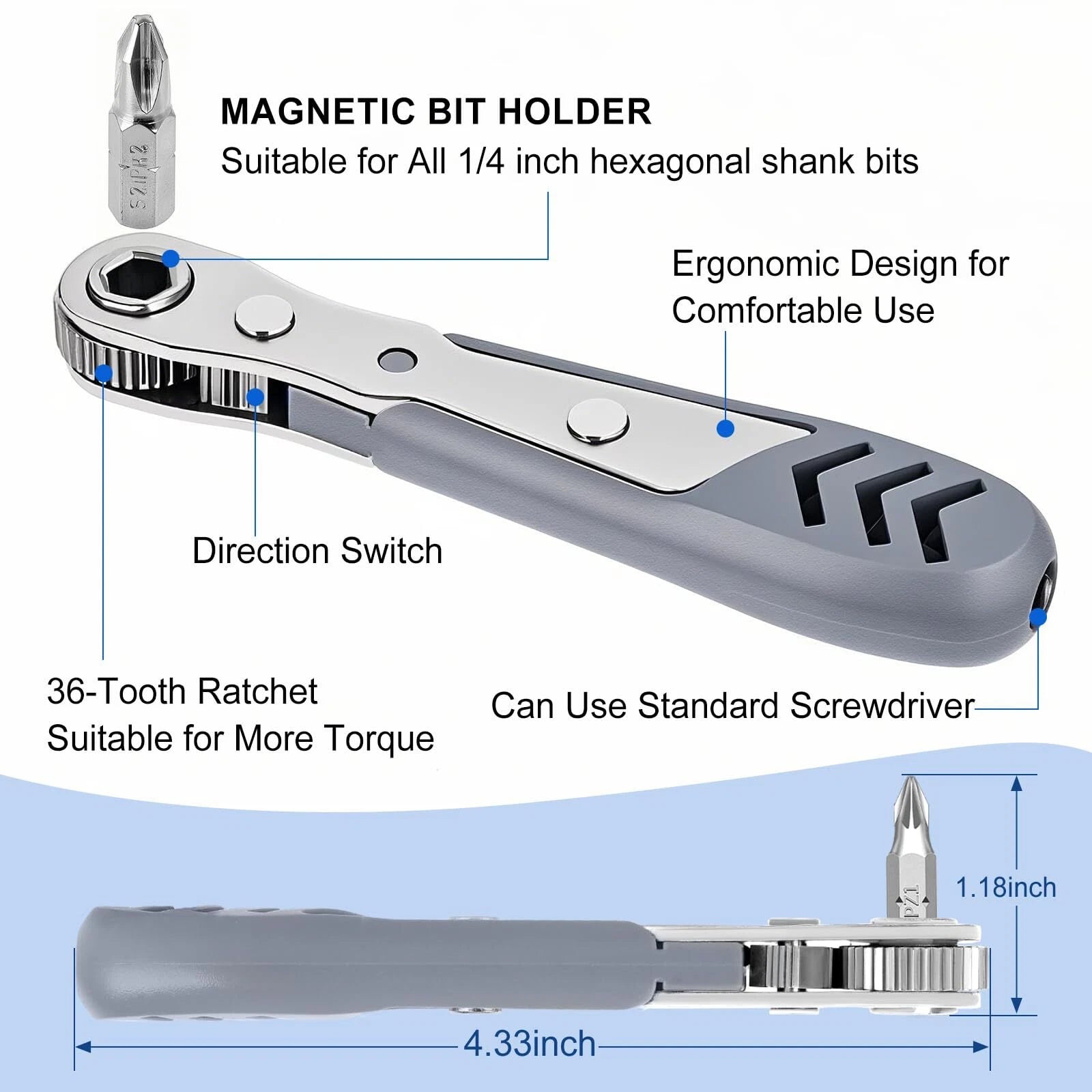 Mini Ratchet Set Right Angle Screwdriver with 1/4 Mini Ratcheting Screwdriver