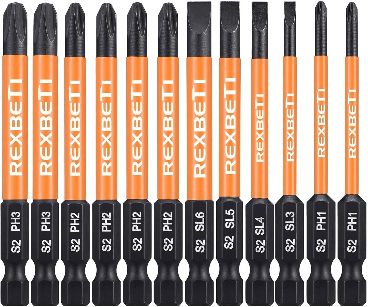 Durable 12-Piece S2 Steel Screwdriver Bit Set with Magnetic Tips - 1/4 Inch Hex