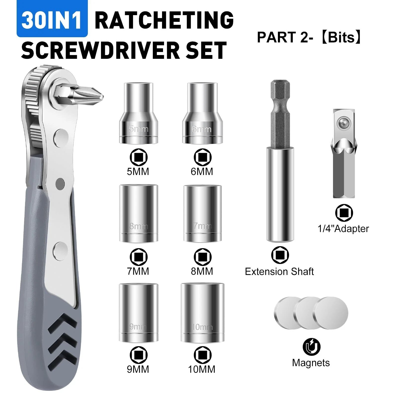 Mini Ratchet Set Right Angle Screwdriver with 1/4 Mini Ratcheting Screwdriver