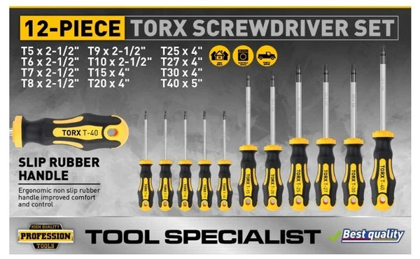 Amartisan 12-Piece Magnetic Torx Screwdrivers Set Magnetic Torx Driver Star Scr