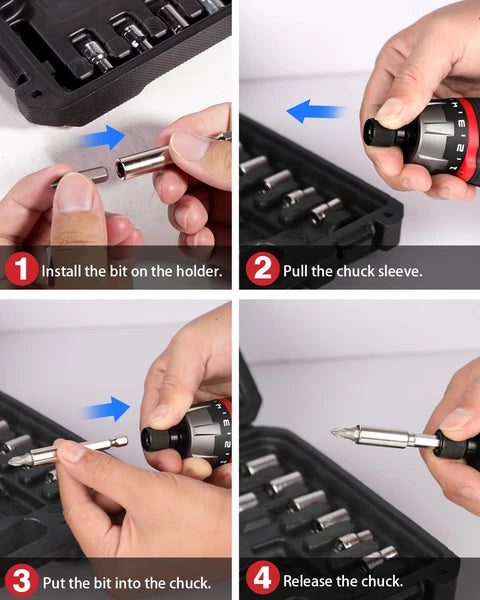 Electric Screwdriver Set Rechargeable 4V Cordless Screwdriver Kit with 44pcs ...