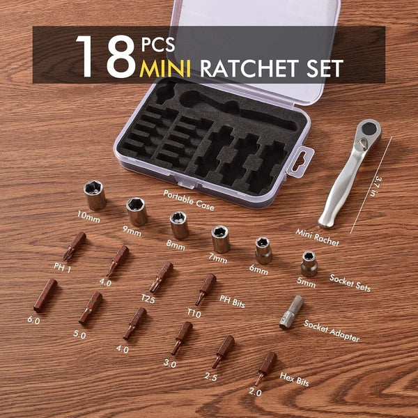 COTOUXKER Mini Ratchet Set, Right Angle Screwdriver set with 1/4 Mini Ratchet Wr