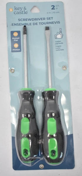 Key & Castle Screwdriver Set Slotted/Phillips 2 Piece Kit Comfort Handle Tools